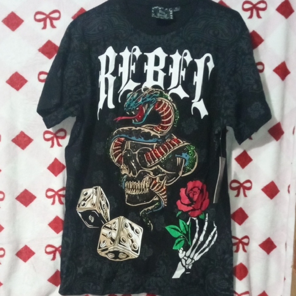 Rebels Black Graphic Tee with Multicolor Design